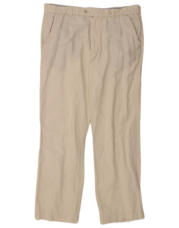 Męskie spodnie garniturowe Marks & Spencer Blue Harbor Straight W40 L33 Off White