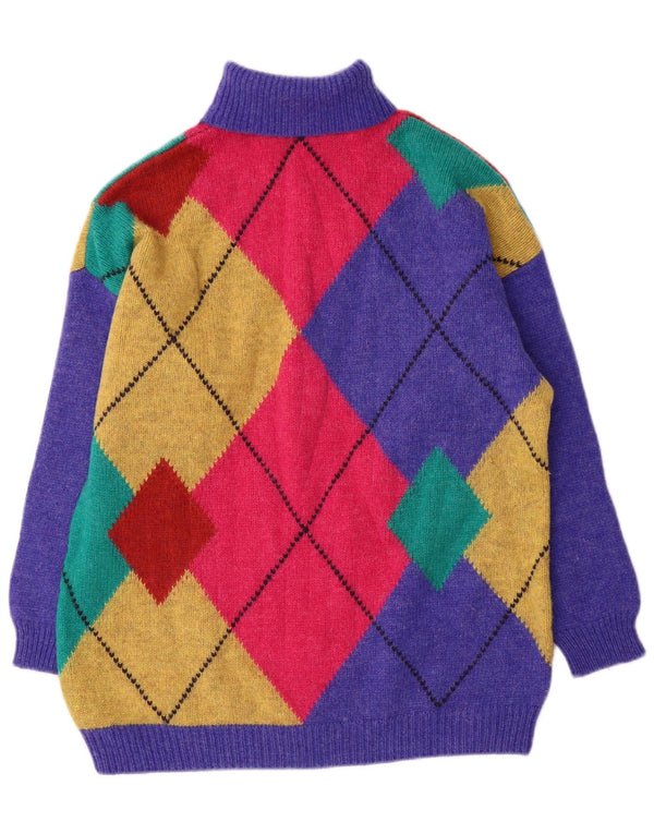 Damski sweter z golfem Benetton UK 16, duży, wielokolorowy