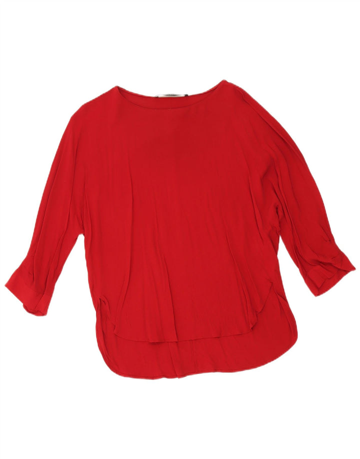 Damska bluzka oversize z rękawem 3/4 Zara Top UK 10 Small Red Viscose