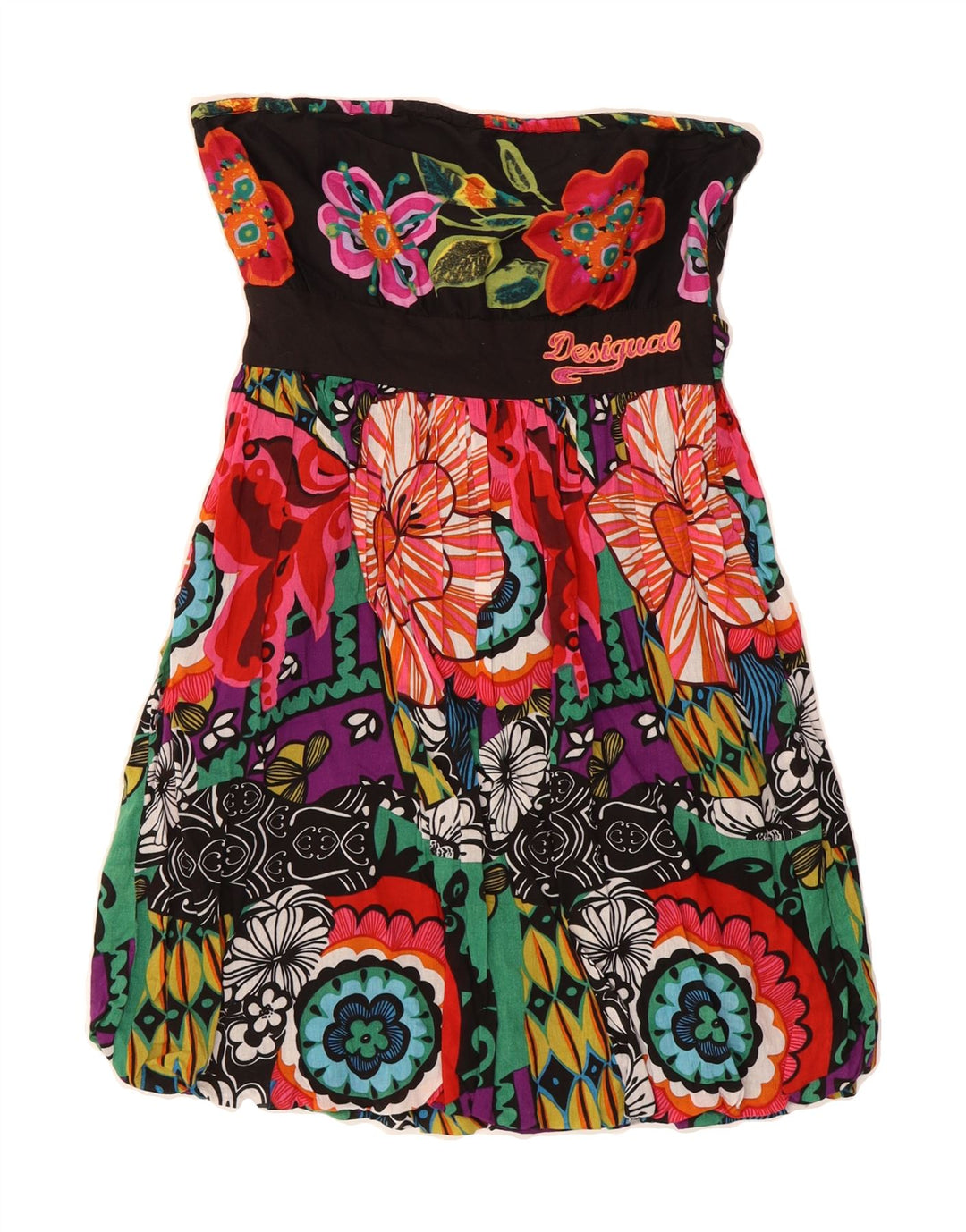 DESIGUAL Womens Off Shoulder Bubble Dress EU 36 Small Multicoloured Floral Vintage Desigual and Second-Hand Desigual from Messina Hembry 