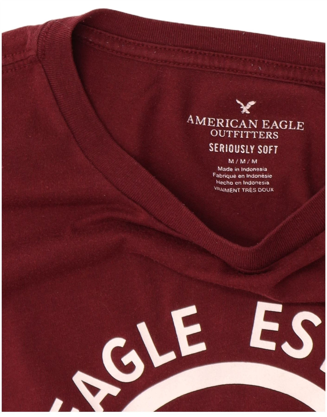 Męska koszulka z grafiką AMERICAN EAGLE Top, średnia, bordowa bawełna