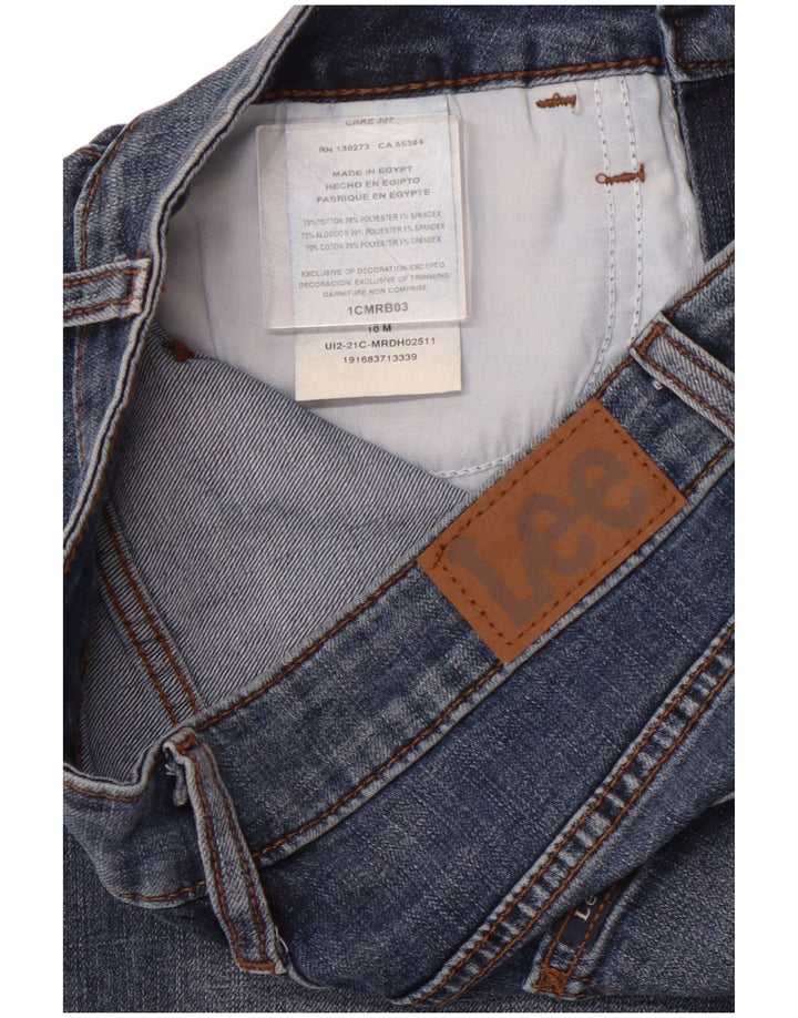 Damskie spodenki jeansowe LEE ze średnim stanem, bermudy US 10, duże W28, niebieskie