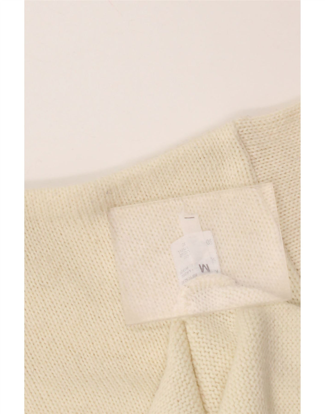 Damski sweter VINTAGE z golfem UK 14, średni, złamany biały