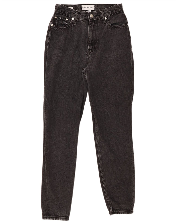 CALVIN KLEIN Damskie jeansy slim W25 L27 Czarne bawełniane