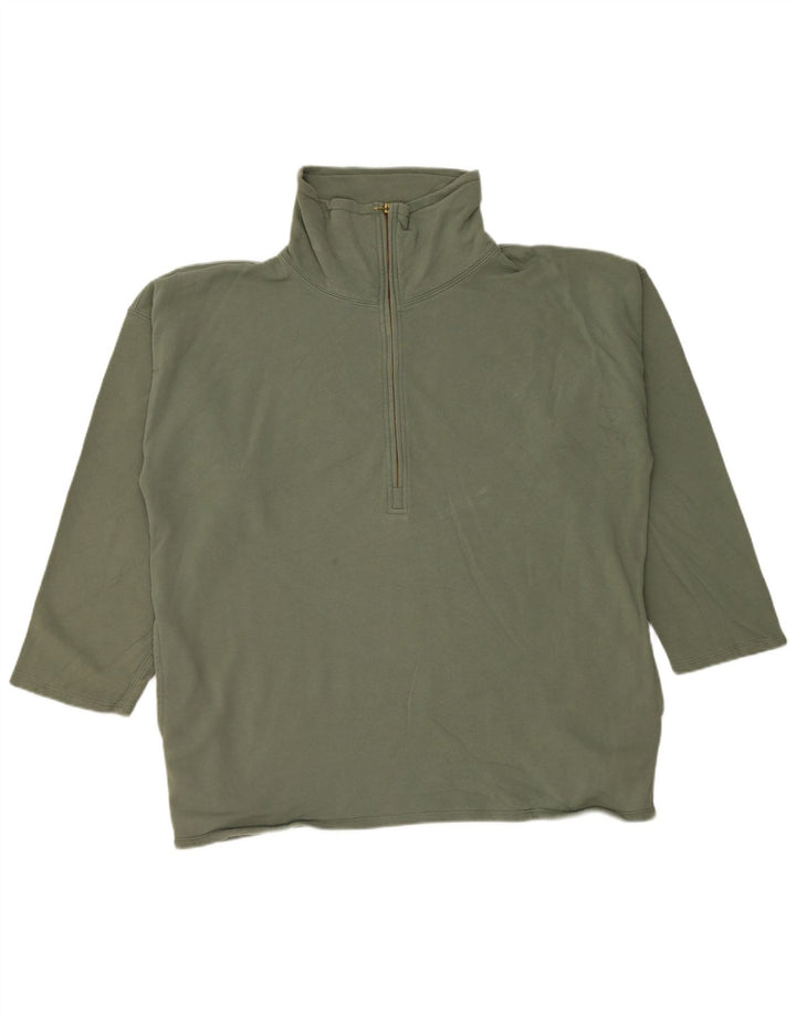 J. CREW Damski sweter oversize z zamkiem błyskawicznym UK 16, duży zielony