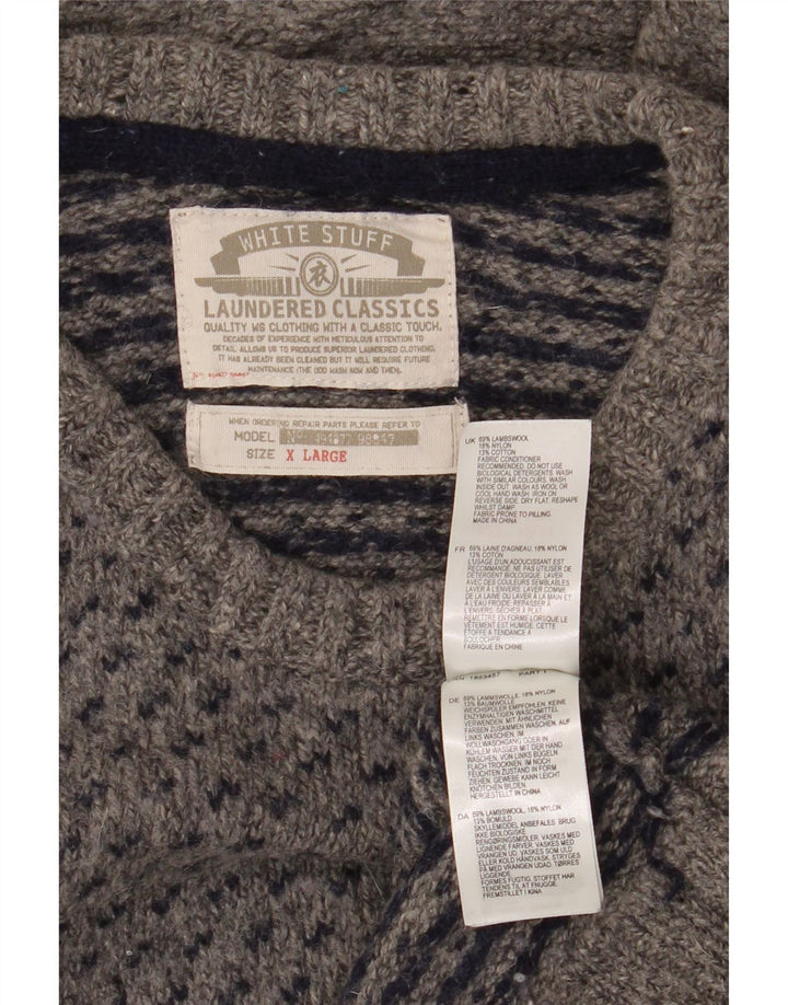 Męski sweter z okrągłym dekoltem White Stuff XL, szara, cętkowana wełna jagnięca