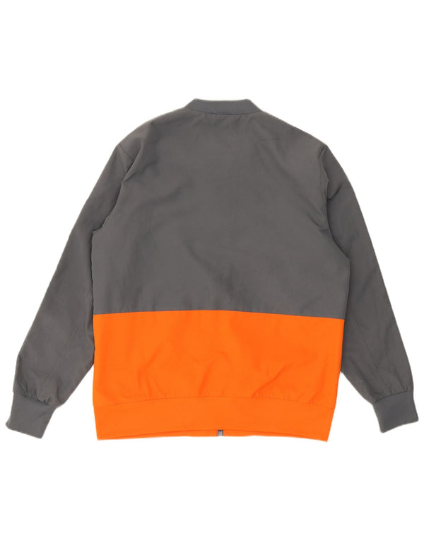 Męska kurtka bomber Adidas UK 40, duża, szara, z blokami kolorów, poliester
