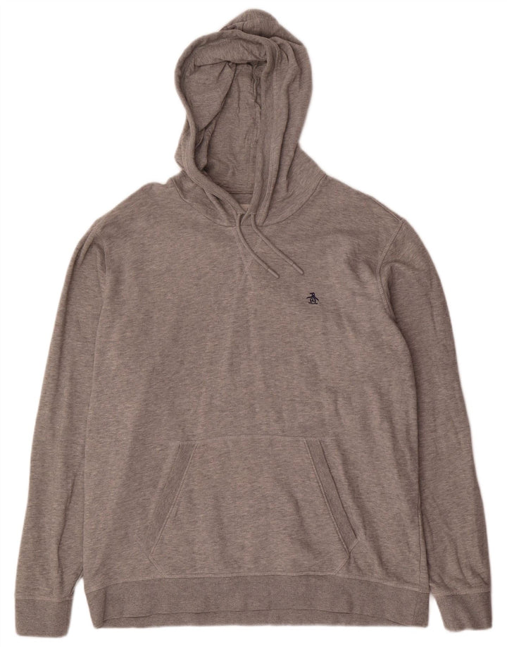PENGUIN Męski sweter z kapturem XL, szary, bawełniany