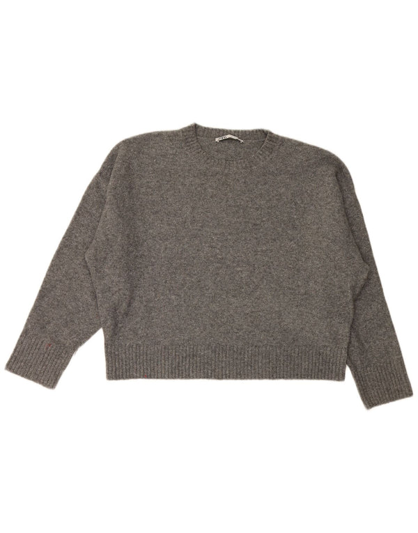 Zara Womens Oversized Crew Neck Jumper Sweater UK 16 Large Grey Flecked