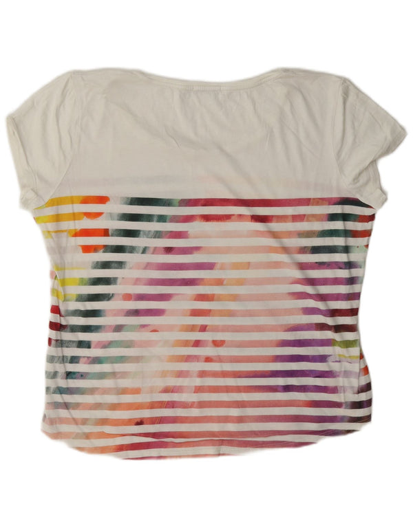 Damska koszulka Desigual Regular Graphic Top UK 18 XL, bawełniana w białe paski