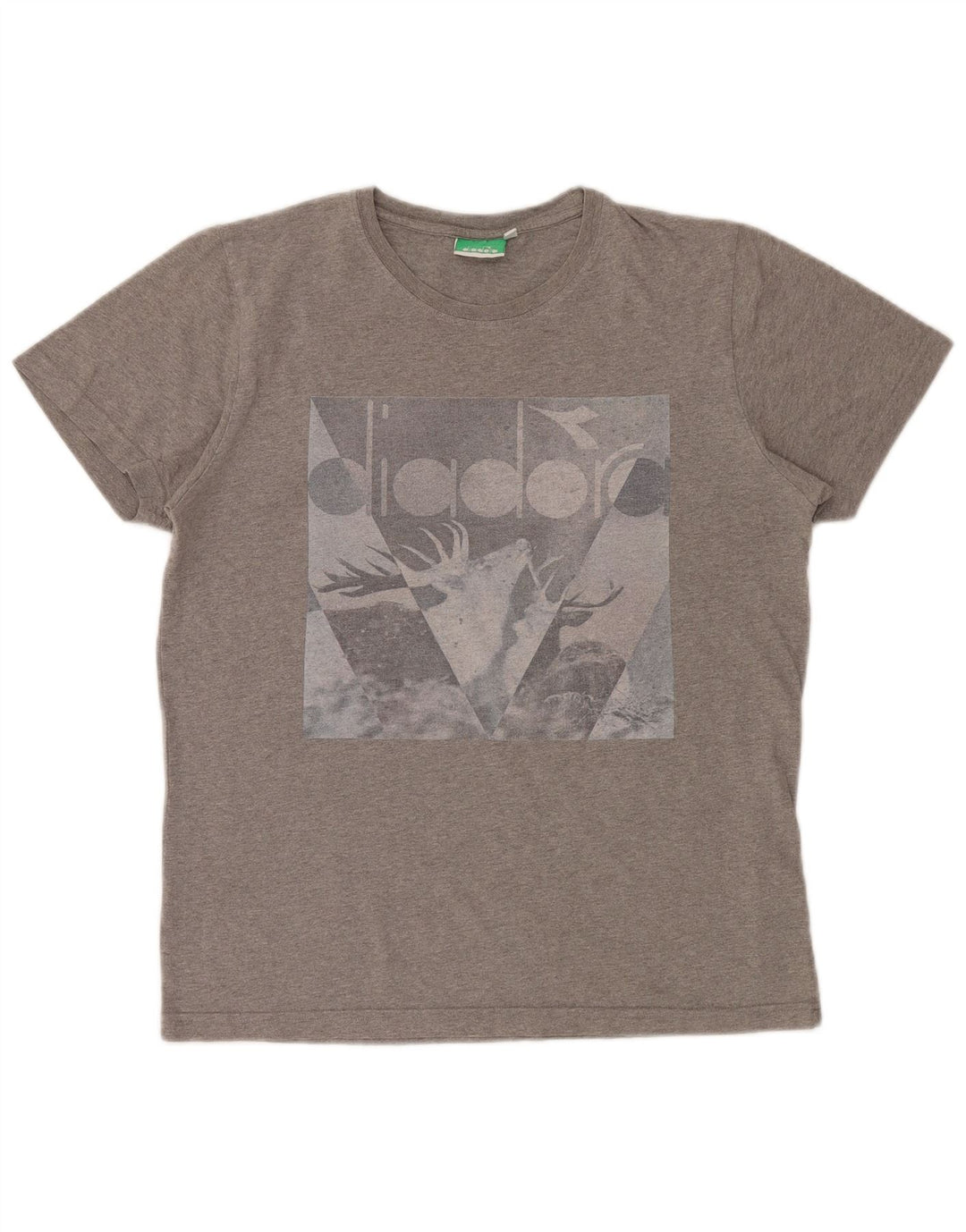 Męski T-shirt z grafiką Diadora, duży, szary, bawełniany