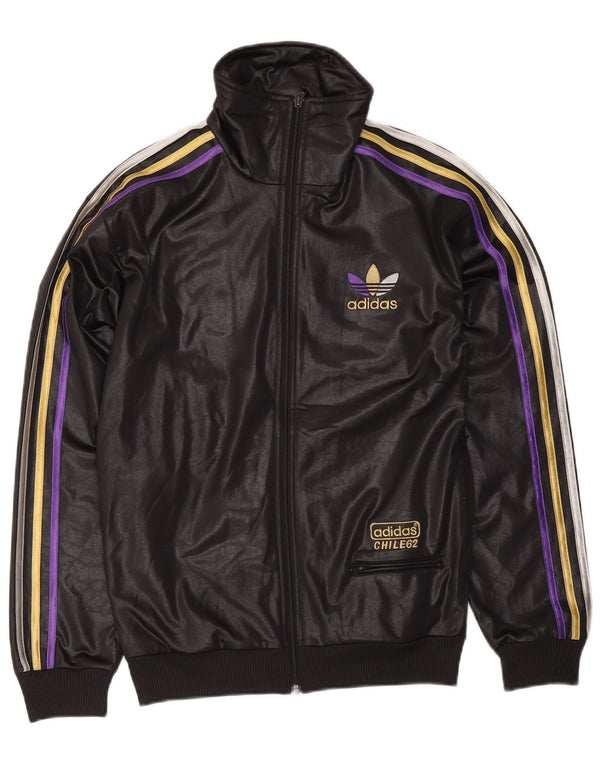 Adidas Męska bluza dresowa z grafiką, mała, czarna, poliestrowa