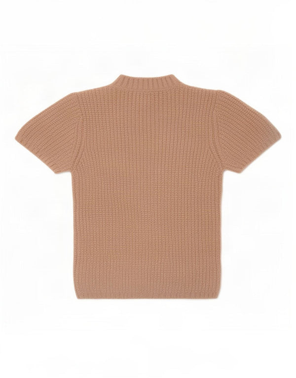 Damski sweter Zara z krótkim rękawem i okrągłym dekoltem UK 8 Small Beige