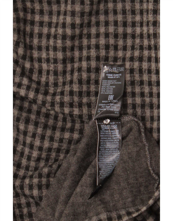 Marks & Spencer Damska sukienka typu shift z rękawem 3/4 UK 10, mała, szara kratka
