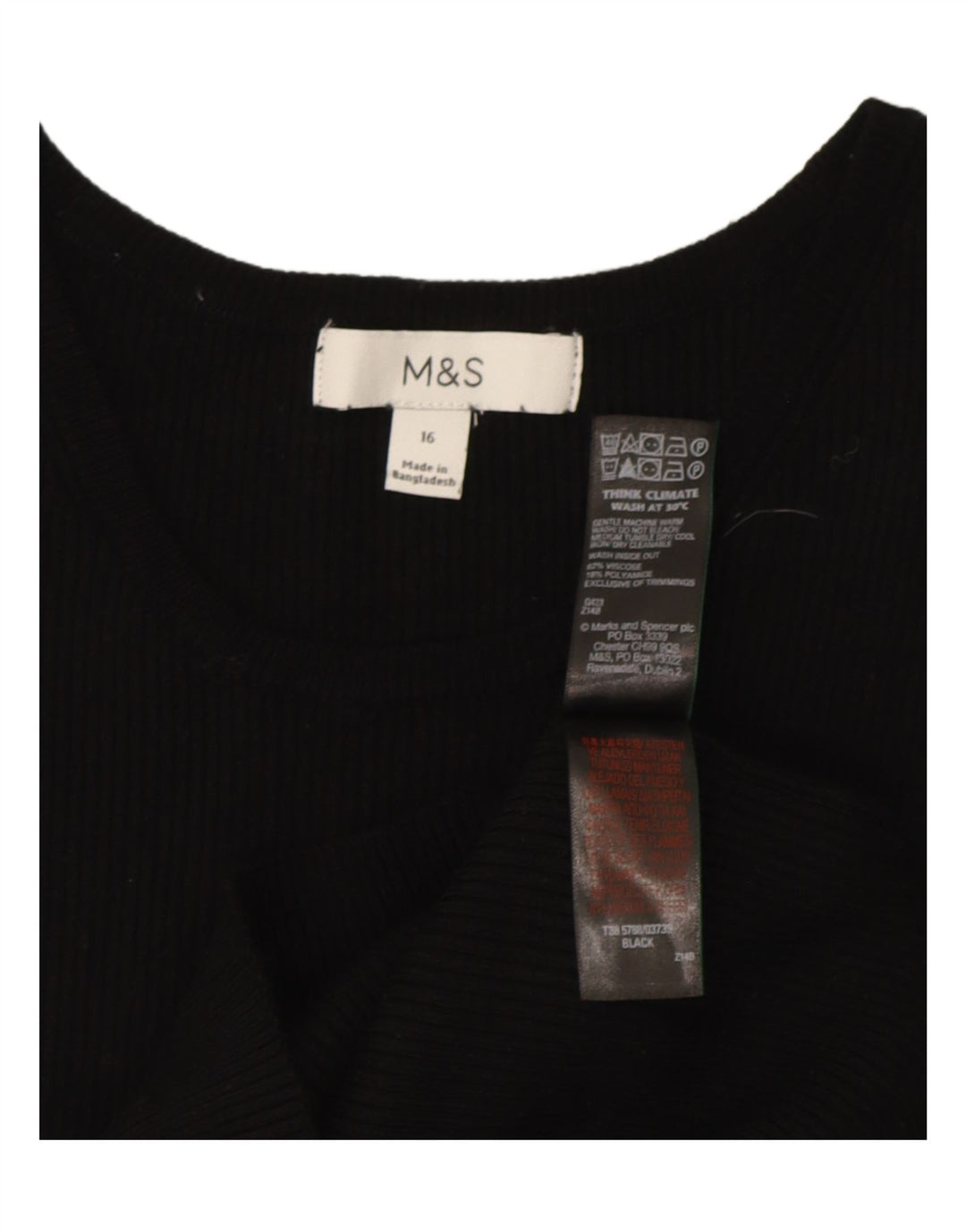 Marks & Spencer Damska koszulka z kamizelką UK 16, duża, czarna wiskoza