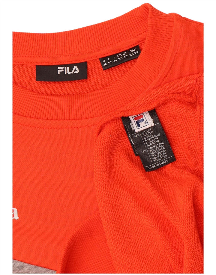 FILA Męska bluza z grafiką, sweter XS, bawełna z pomarańczowymi blokami kolorów