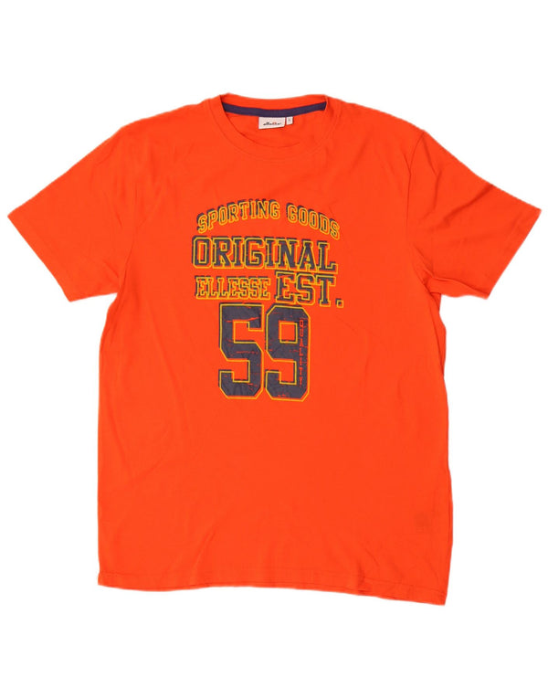 Męski T-shirt z grafiką Ellesse, duży, pomarańczowy, bawełniany