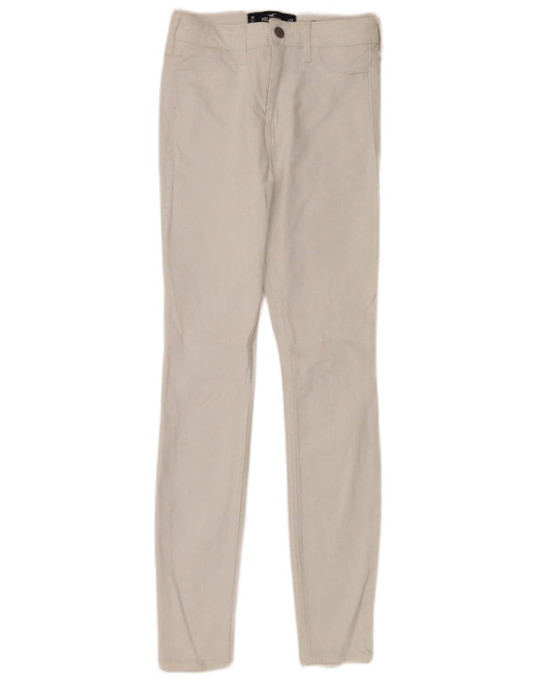 Damskie jeansy obcisłe Hollister US 1 XS W25 L28 Białe bawełniane