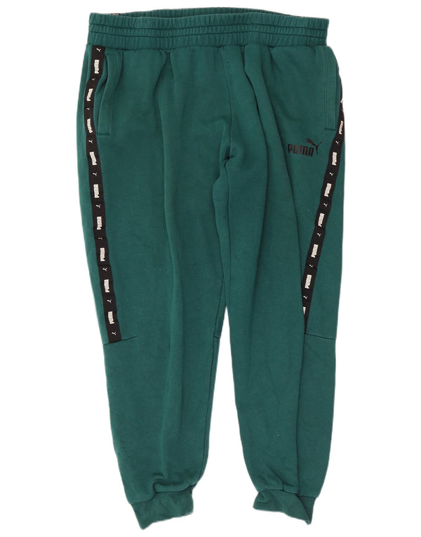 Męskie spodnie dresowe Puma z grafiką, 2XL, bawełna w kolorze zielonym