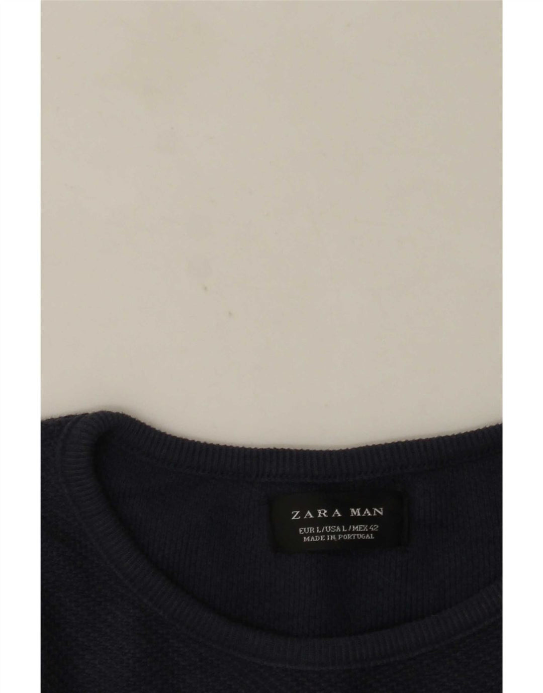 Męski sweter Zara z okrągłym dekoltem, duży, granatowy