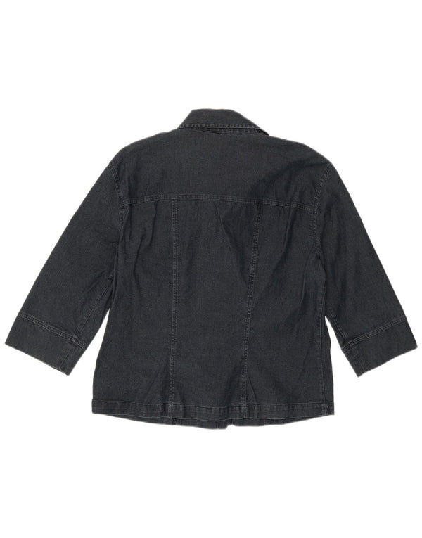 Damska koszula dżinsowa Benetton z rękawem 3/4, UK 14, duża, granatowa, bawełniana