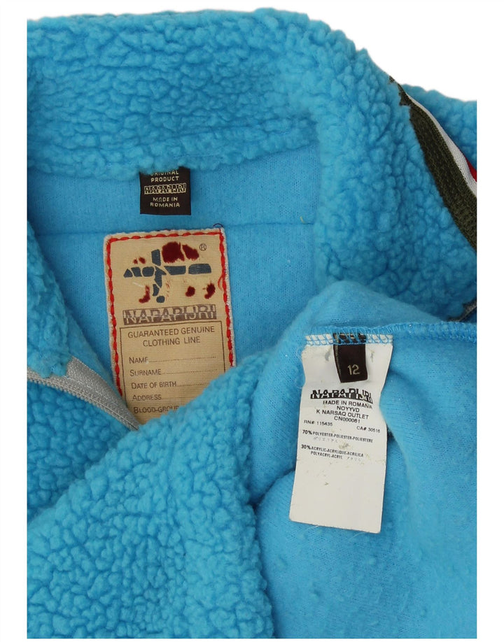 Chłopięcy polarowy sweter Napapijri z graficznym zamkiem, 11-12 lat, niebieski poliester