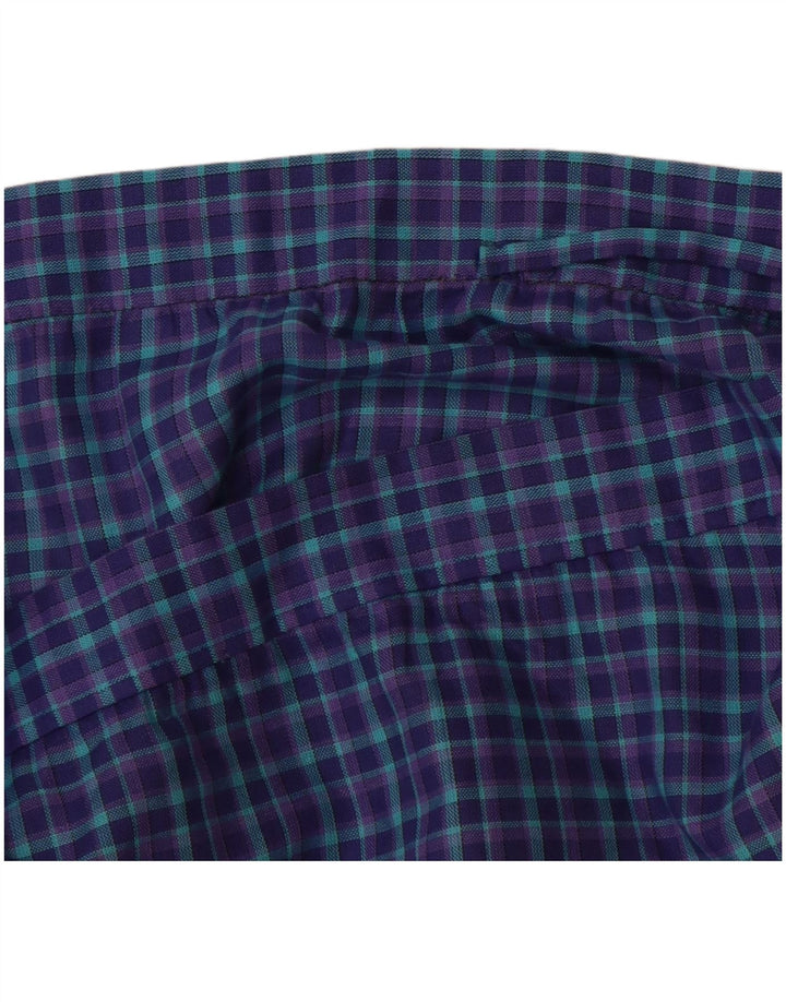 Damska spódnica w kształcie litery A z wysokim stanem VINTAGE W26 w małą niebieską kratkę