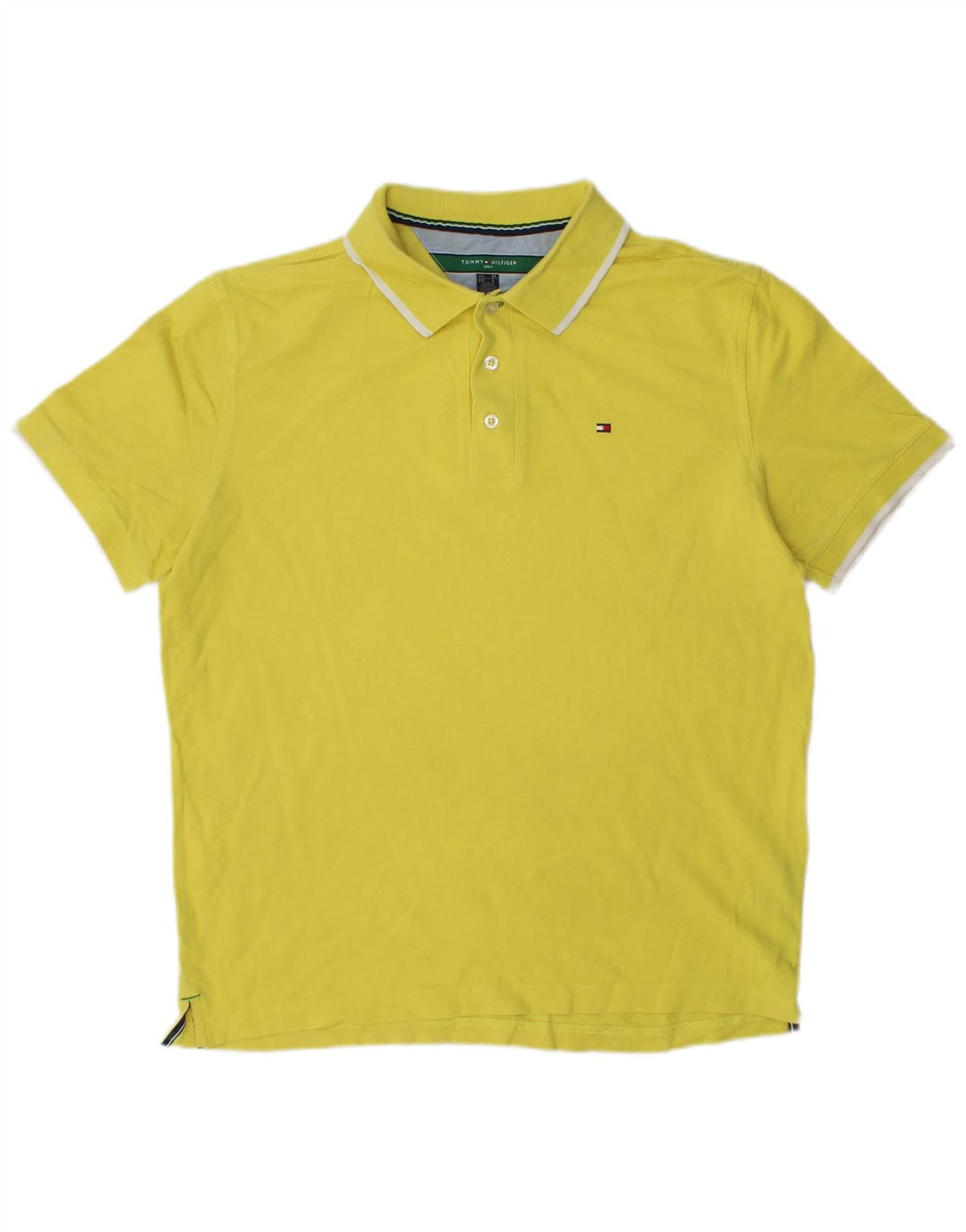 TOMMY HILFIGER Mens Polo Shirt Medium Yellow Cotton