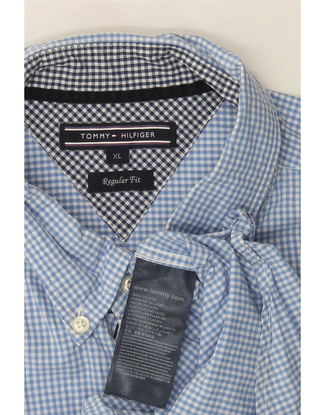 Męska koszula o regularnym kroju Tommy Hilfiger XL, niebieska bawełniana kratka