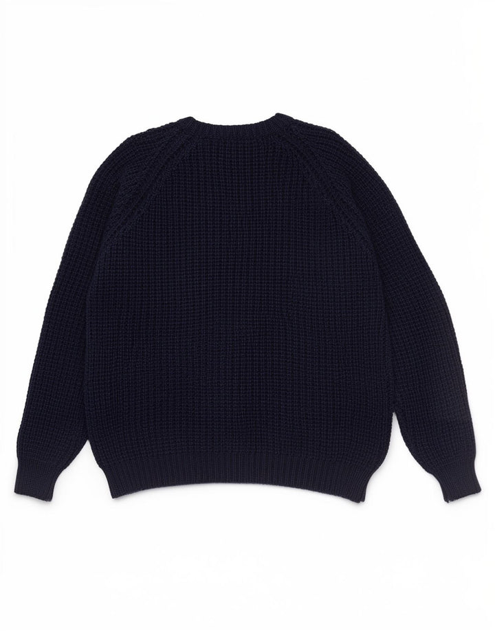 Aran Crafts Męski sweter z okrągłym dekoltem, średni granatowy wełniany