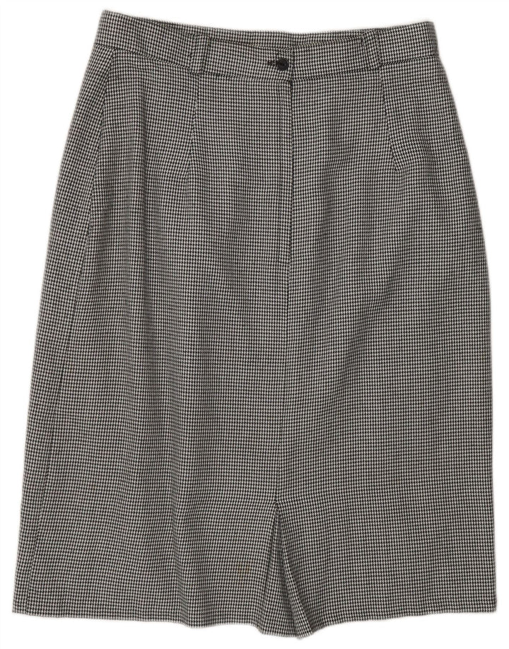 ST. BERNARD Damska prosta spódnica midi UK 16 duża W30 czarna pepitka