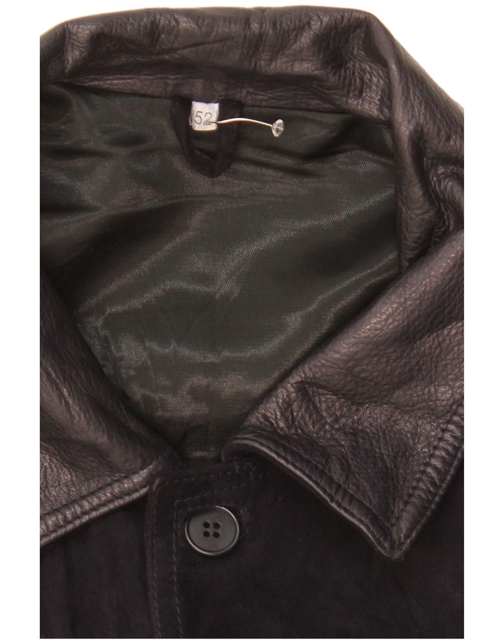 Męska zamszowa kurtka bomber w stylu vintage IT 52 XL, czarna skóra