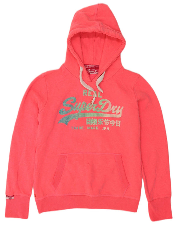 Damski sweter z kapturem Superdry Graphic UK 16, duży, różowy, bawełniany