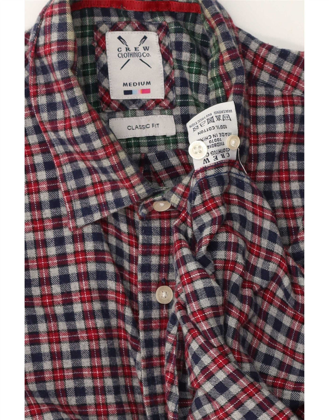 Crew Clothing Męska koszula flanelowa o klasycznym kroju, średnio szara, bawełniana w kratkę
