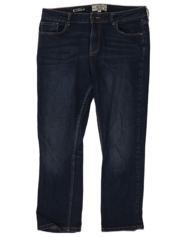 Damskie jeansy przycięte Fat Face UK 12 Medium W30 L23 Granatowa bawełna