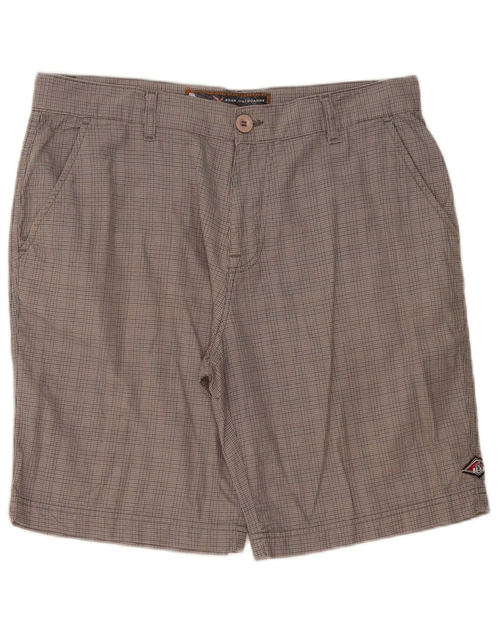 Męskie spodenki Chino Bear W34, duże, szare, bawełniane w pepitkę