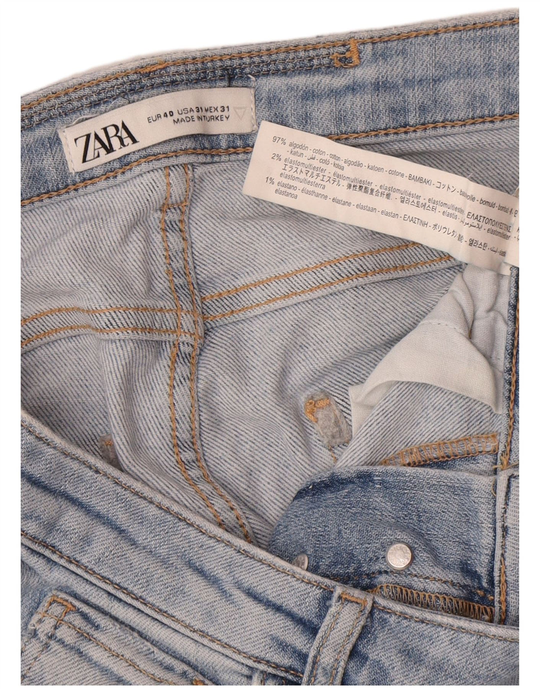 Męskie jeansy Zara w trudnej sytuacji, EU 40 Medium W31 L30, niebieska bawełna
