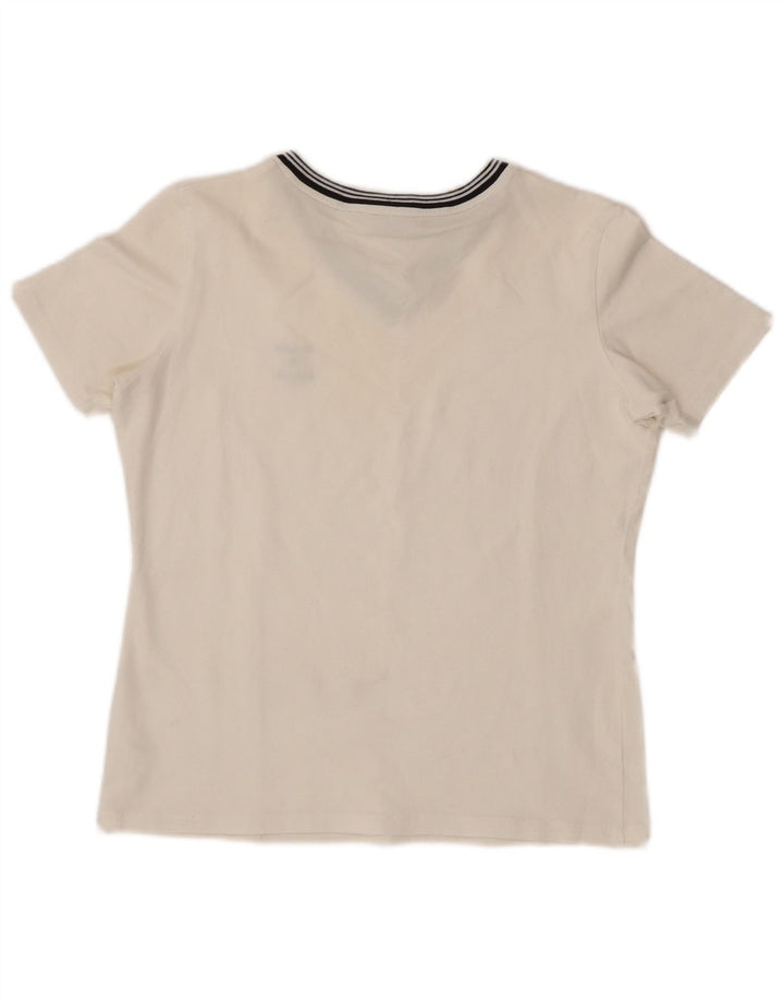 BELFE & BELFE Womens Crop T-Shirt Top UK 12 Medium White Cotton
