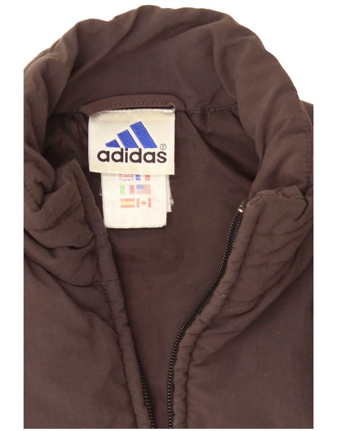 Damska wyściełana kamizelka Adidas UK 10 Mały brązowy poliamid