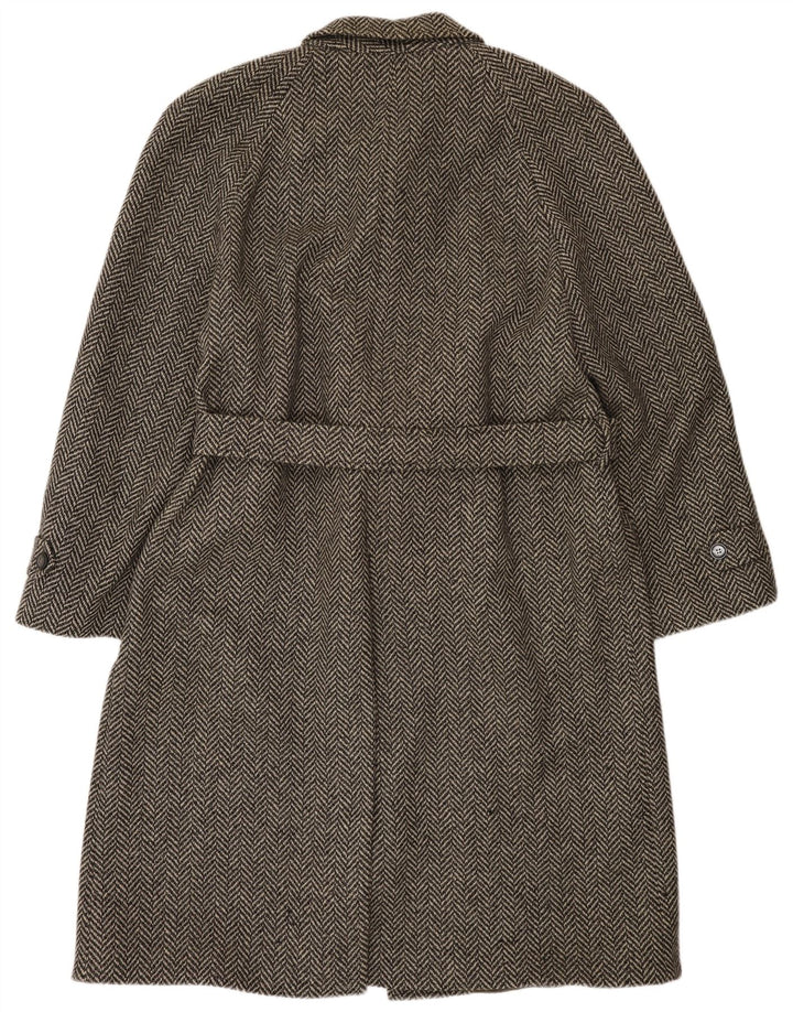 Crombie Aberdeen Męski płaszcz UK 42 XL Szary, nowa wełna w jodełkę