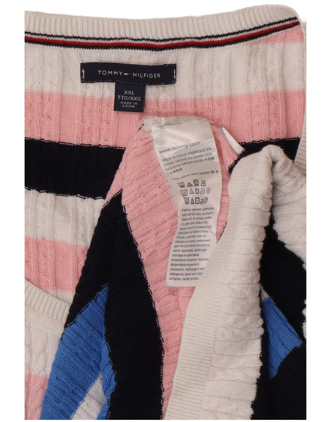 Męski sweter z dekoltem w łódkę Tommy Hilfiger 2XL, wielobarwny, klasyczny