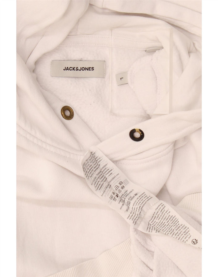 Męski sweter z kapturem Jack & Jones, duży, biały, bawełniany