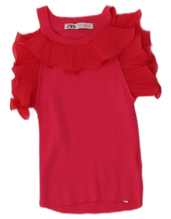 Damska bluzka z odkrytymi ramionami Zara UK 8 Small Pink Wiskoza