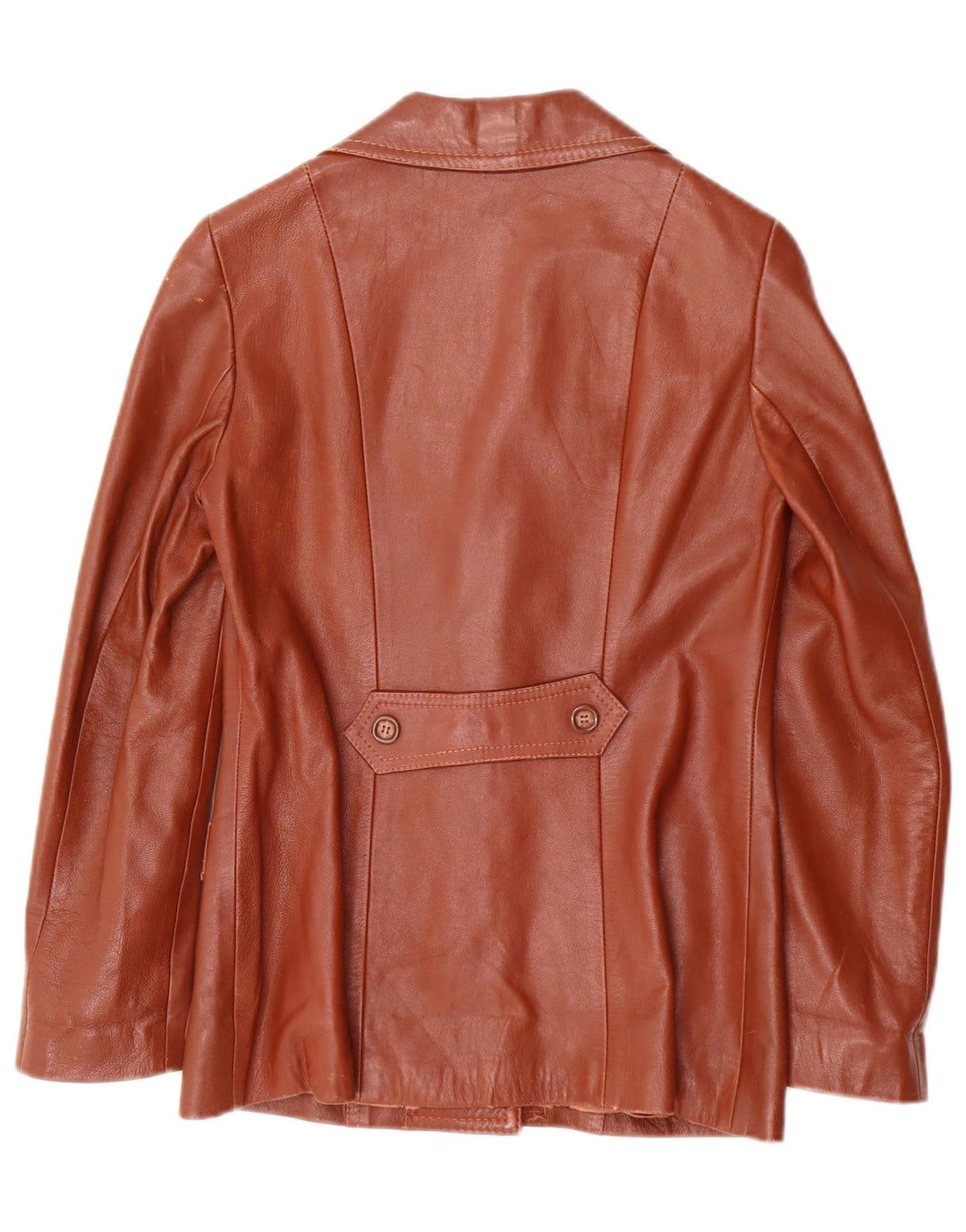 Vintage damska marynarka skórzana zapinana na 3 guziki IT 40 mała brązowa skóra