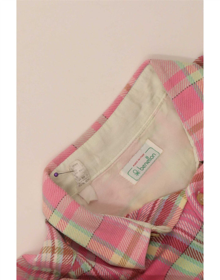 Męska koszula flanelowa Benetton, duża, różowa, bawełniana krata