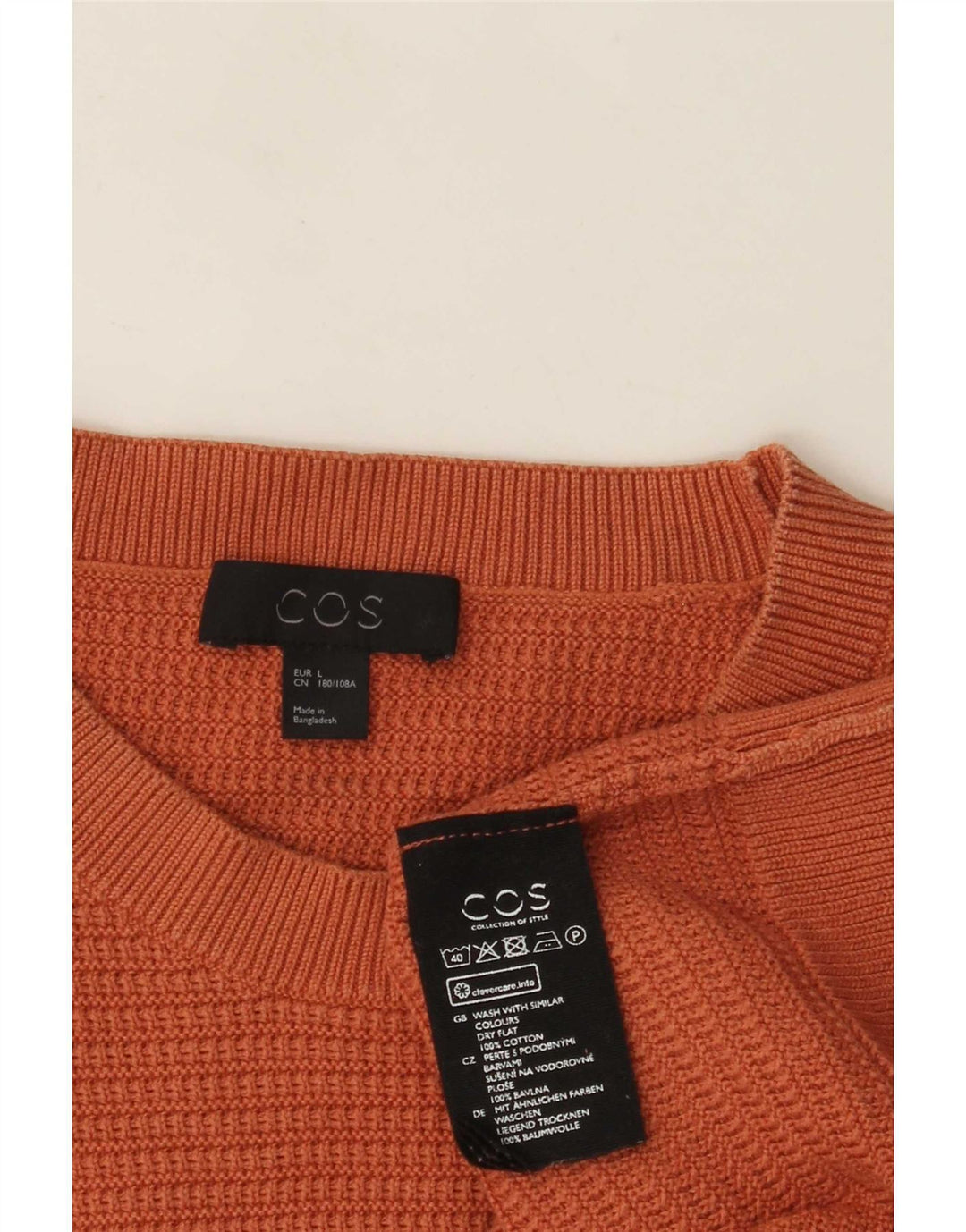 Cos Męski sweter z okrągłym dekoltem, duży, pomarańczowy, bawełniany
