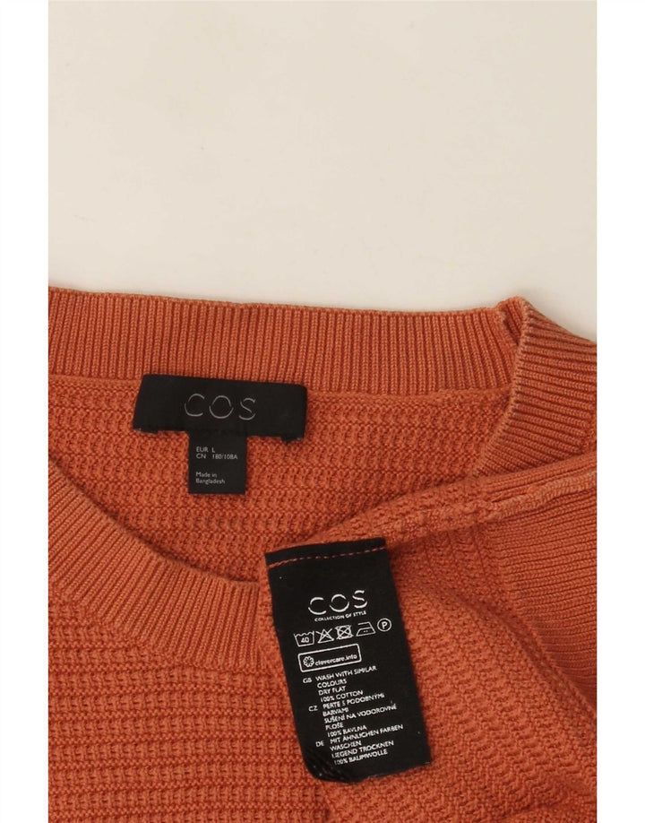 Cos Męski sweter z okrągłym dekoltem, duży, pomarańczowy, bawełniany