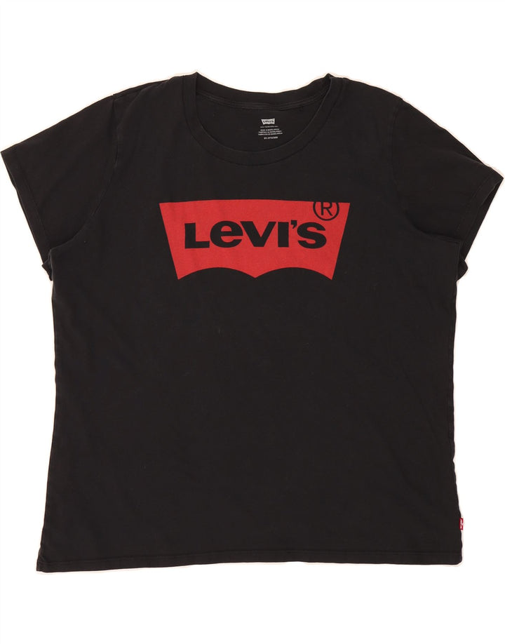 LEVI'S Mens Graphic T-Shirt Top 2XL Black Cotton Vintage Levi's and Second-Hand Levi's from Messina Hembry 