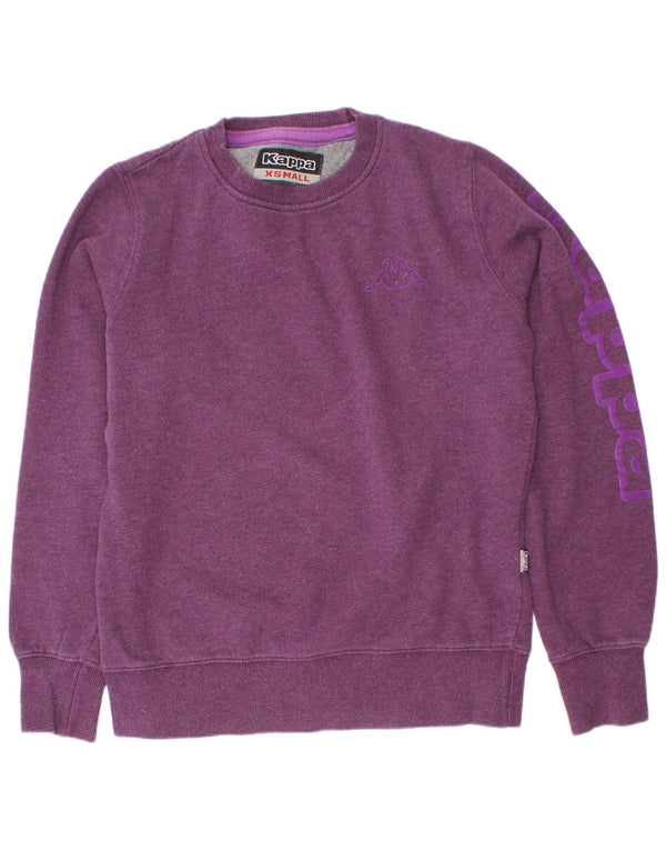 Damska bluza Kappa z graficznym luźnym krojem, bluza UK 4 XS, fioletowa bawełna