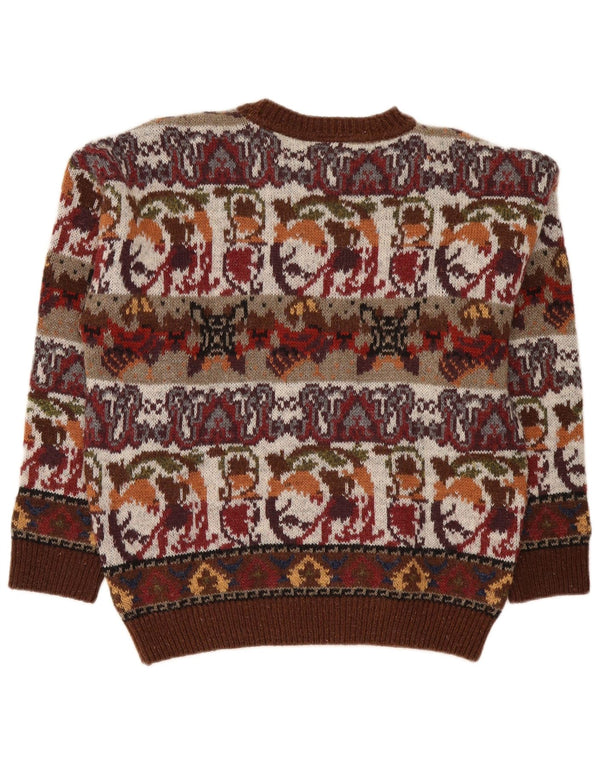 Męski sweter z okrągłym dekoltem Fiume IT 50 Średni burgund Fair Isle akryl